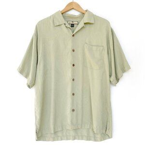 Tommy Bahama Mens Short Sleeve 100% Silk Camp Shirt M Relaxed Fit Light Sage